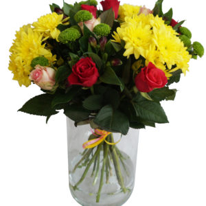 bouquet roses et chrysanthème