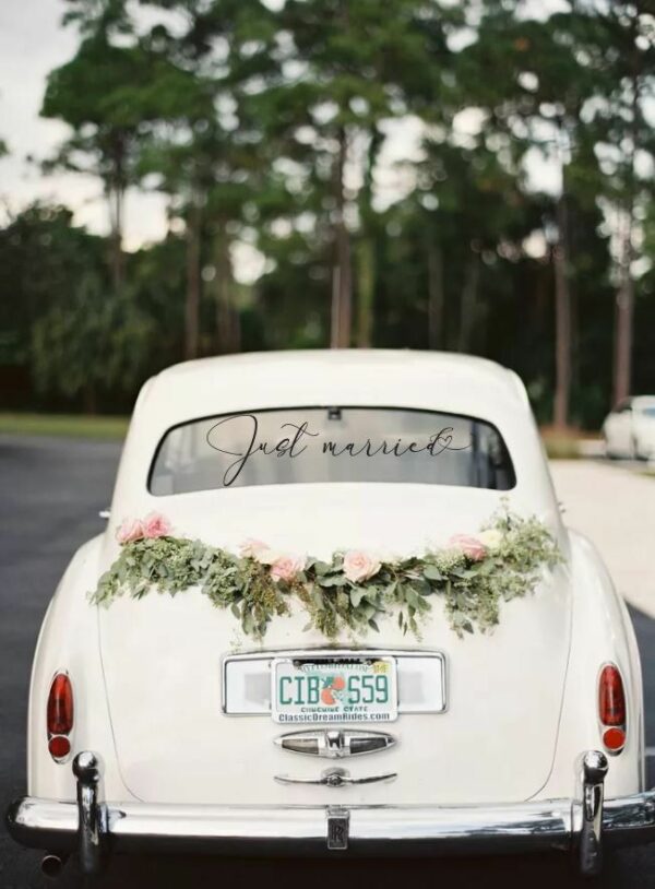 ruban végétal pour voiture de mariage